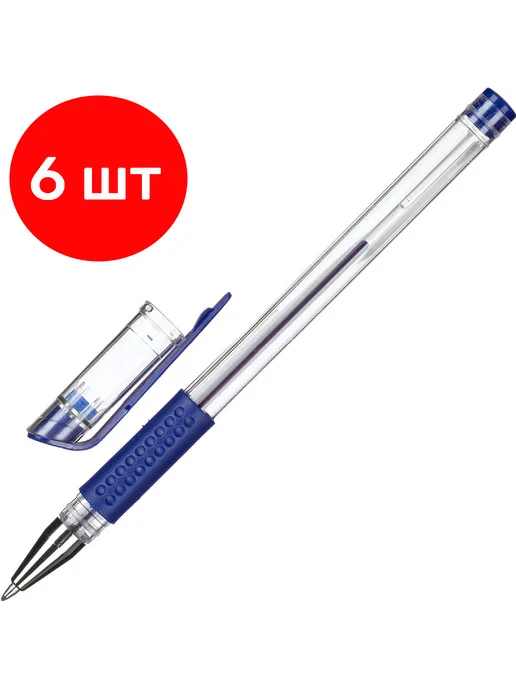 Attache Economy Ручка гелевая 6 штук, неавтоматическая синяя, синий, 6 шт