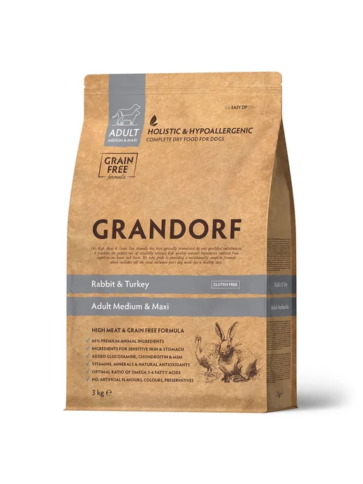 Сухой корм Grandorf' Dog Med для собак, крупные, индейка, кролик, 3 кг, фото 3
