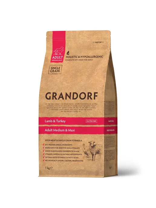 Сухой корм Grandorf' Dog Med для собак, крупные, индейка, ягненок, 1 кг, фото 3