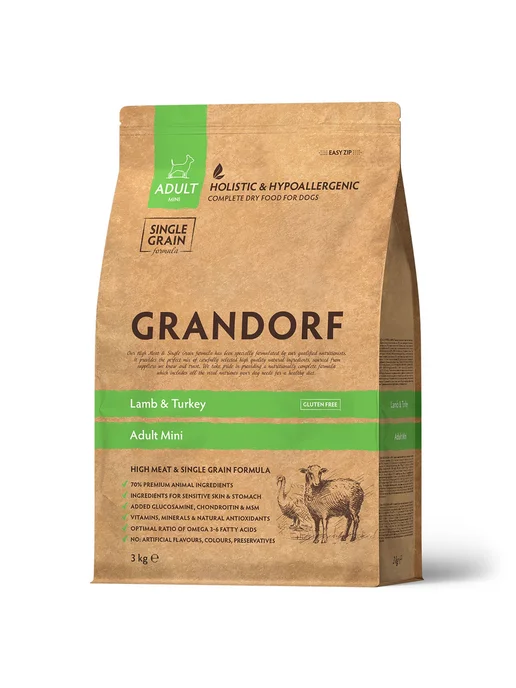 Сухой корм Grandorf' Dog для собак, мелкие, индейка, ягненок, 3 кг, фото 3