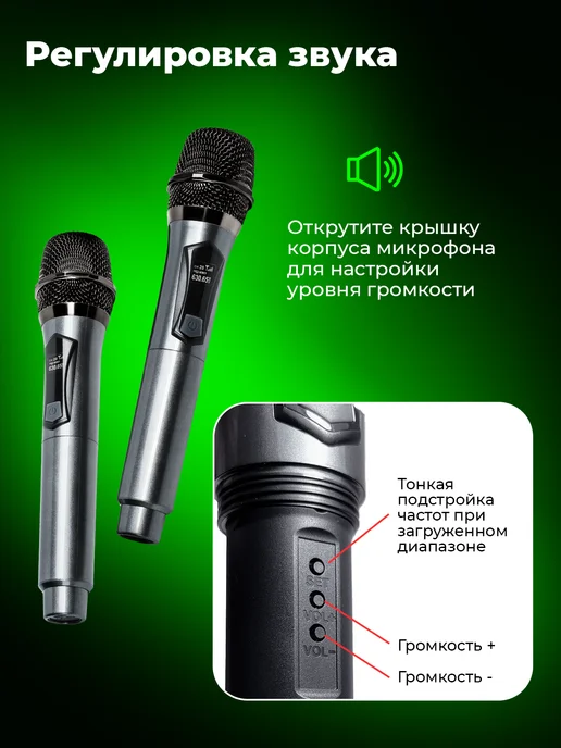 RITMIX Микрофоны беспроводные для караоке профессиональные, серый, фото 3
