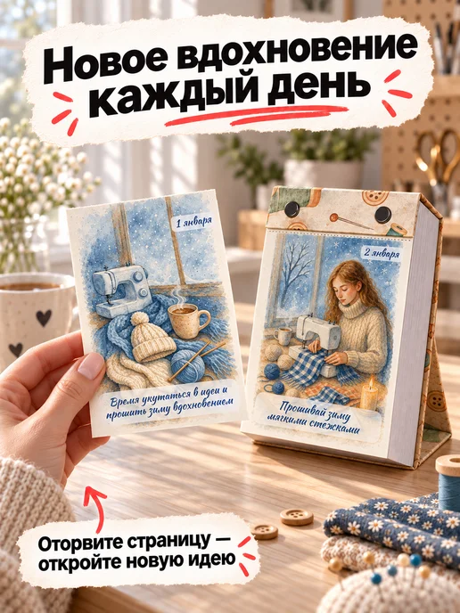Календарь отрывной настольный для швеи, бежевый, фото 2