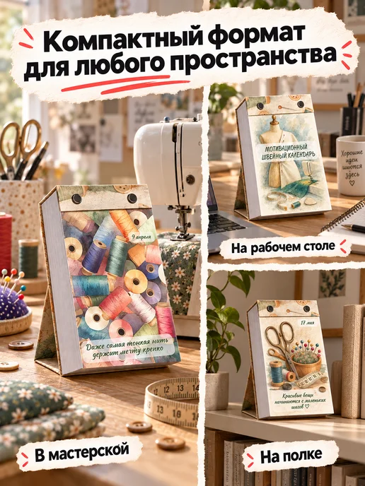 Календарь отрывной настольный для швеи, бежевый, фото 4
