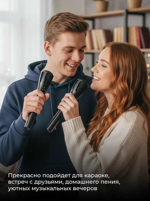 RITMIX Микрофоны беспроводные для караоке профессиональные, черный, в упаковке 286 г, фото 3