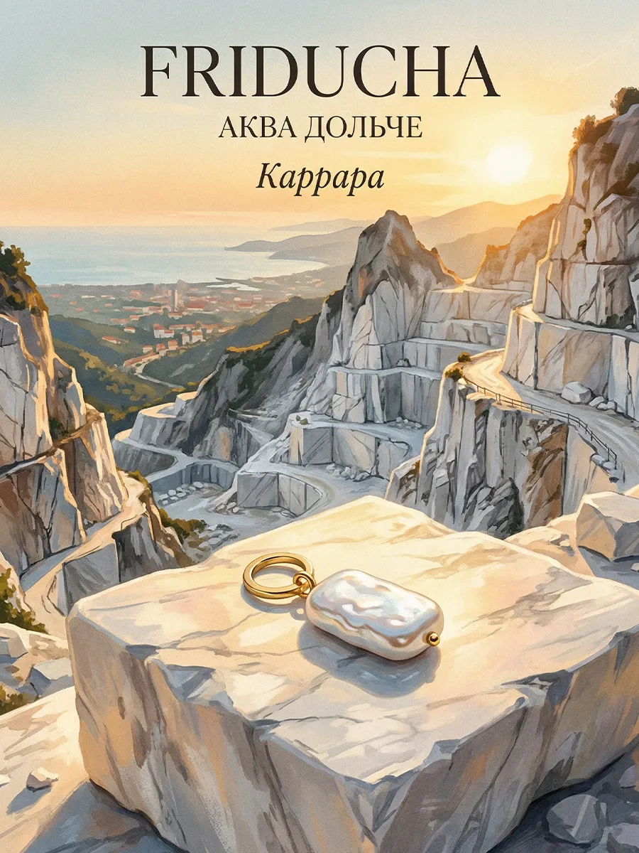 Подвеска «Каррара», жемчуг 10×17, позолота