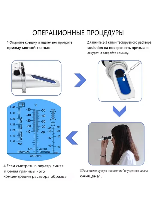 Автомобильный рефрактометр 4 в 1 для тех жидкостей, вариант, фото 6