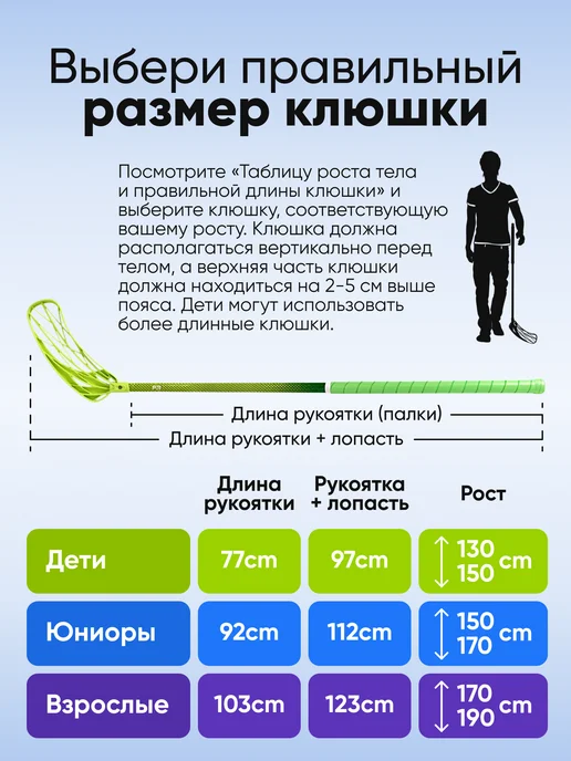 Клюшка для флорбола SS F3 CARBON, правый хват, 112см зеленый, зеленый, фото 5