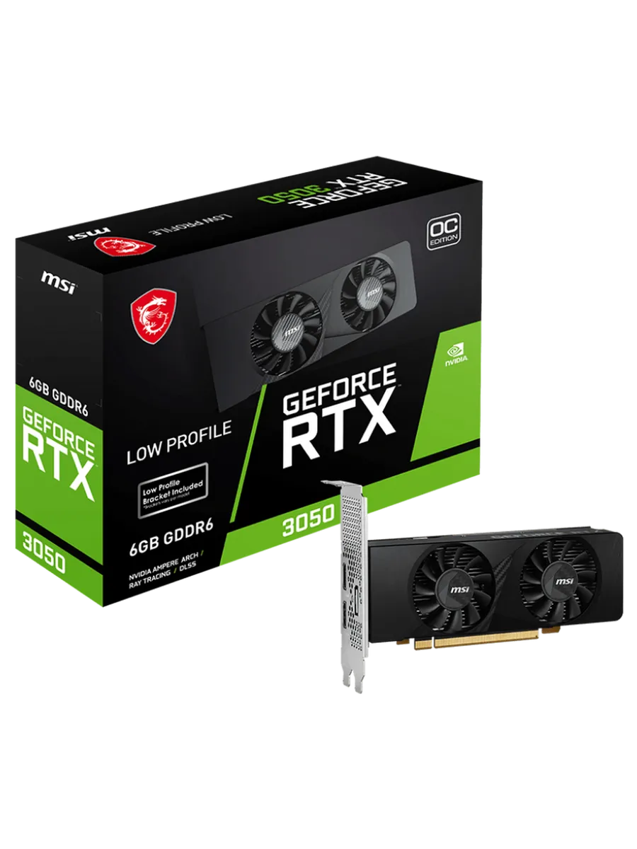 MSI Видеокарта RTX 3050 6 ГБ RTL (RTX 3050 LP E 6G OC)