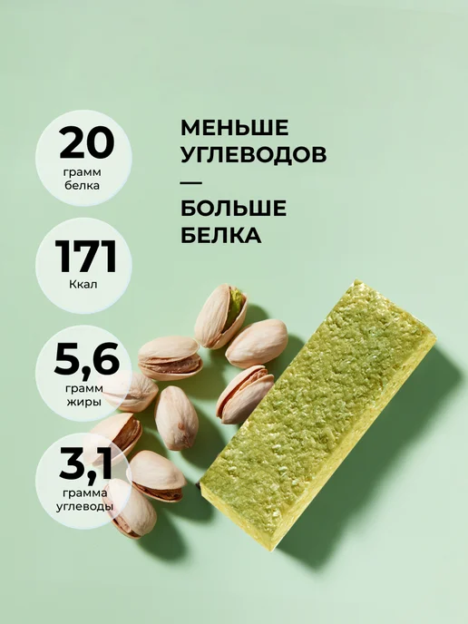 Протеиновые батончики без сахара Ассорти с фисташкой 16 шт, 16 шт, фото 4