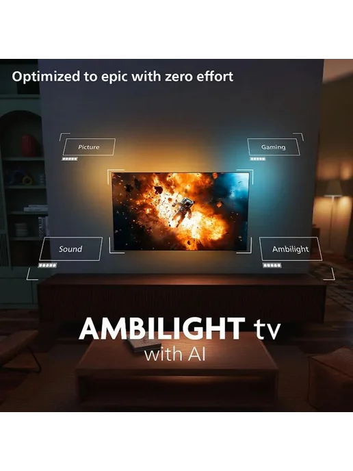 PHILIPS Телевизор 65OLED960, OLED, 4K UHD, Google TV, Ambilight, черный, фото 9