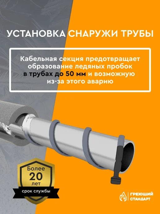 Греющий Стандарт Греющий кабель в трубу саморегулирующийся 3 м, 26 м, фото 2