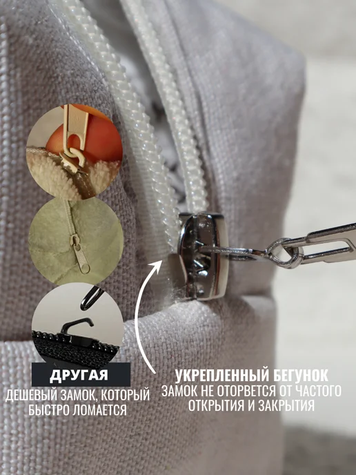 KRISTEN ELTZ Косметичка как из пинтерест стеганая хлопковая, белый, фото 4