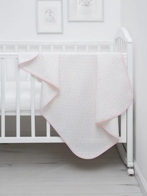 Baby Nice Плед для новорожденных 100х118 хлопковый сердечки розовый, 100x140, фото 2