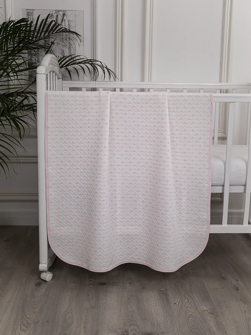 Baby Nice Плед для новорожденных 100х118 хлопковый сердечки розовый, 100x140, фото 3
