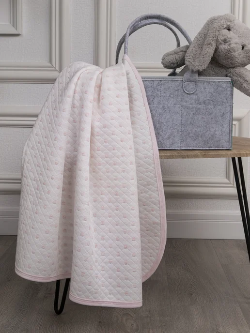Baby Nice Плед для новорожденных 100х118 хлопковый сердечки розовый, 100x140, фото 6