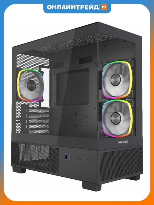 Powercase Компьютерный корпус Vision Micro M3B, черный (CVMMB-A3), черный
