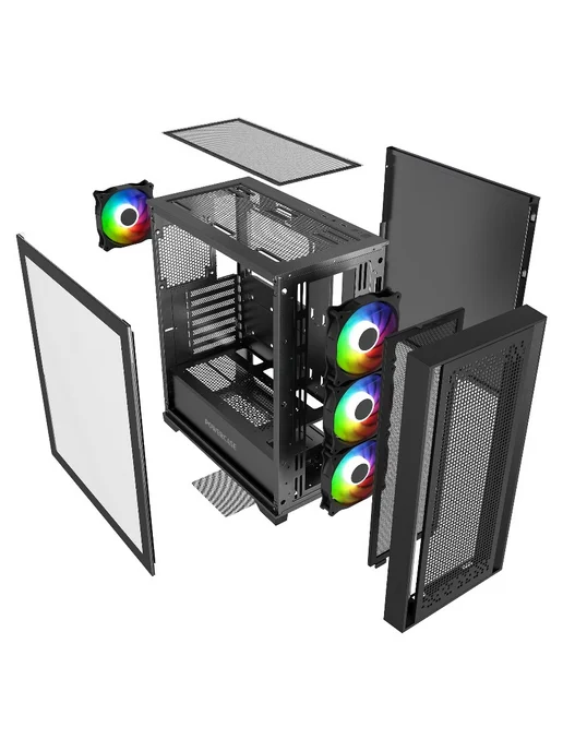 Powercase Компьютерный корпус ByteFlow, чёрный (CBFB-A4), черный, фото 7