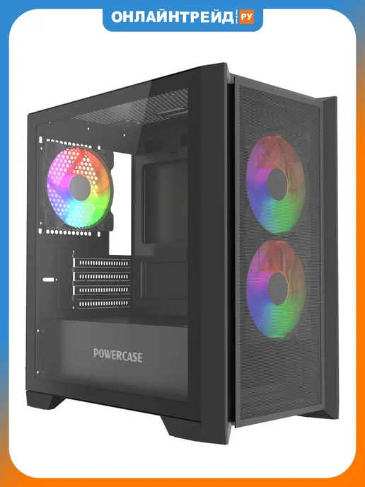 Powercase Компьютерный корпус Alisio Micro Z3B ARGB V2, черный, черный