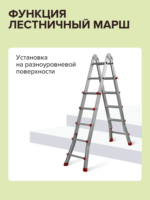 МалУдал Лестница шарнирная телескопическая 22 ступени Мал Удал, серый, фото 7