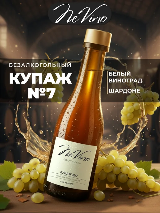 NeVino Безалкогольное вино Купаж №7 шардоне 200 мл, 200 мл, фото 7
