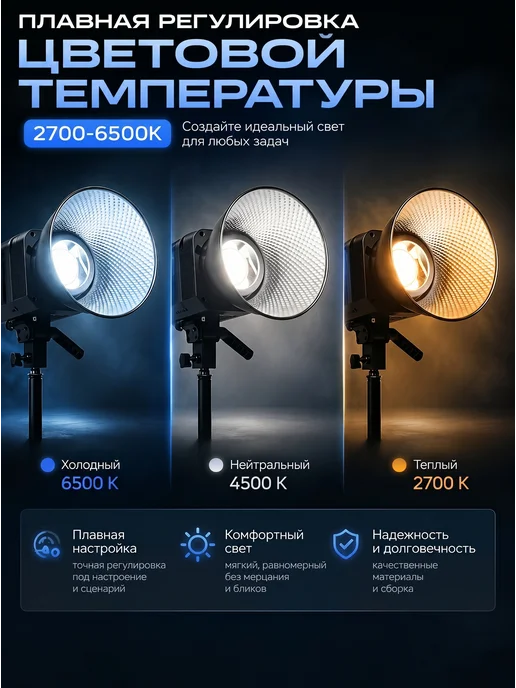 Видеосвет для фото видео съемки студийный PL 100Вт 3200-6500, 100 Вт, фото 4