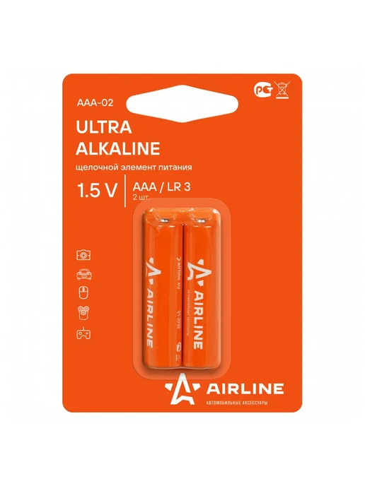 AIRLINE Батарейки 2 шт LR03 AAA щелочные. блистер, 4 шт, 2 шт, фото 7