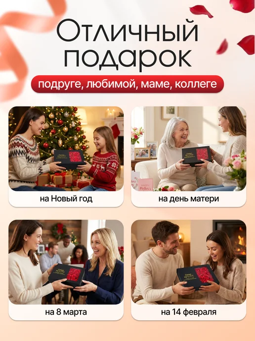 Подарочный набор для женщины с розами и кулоном, черный, фото 7