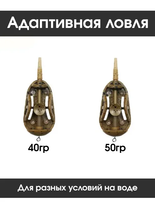 Кормушка методная для рыбалки фидером Набор фидерных кормушек Метод 40, 50гр +1 пресс-форма, 50 г, фото 2
