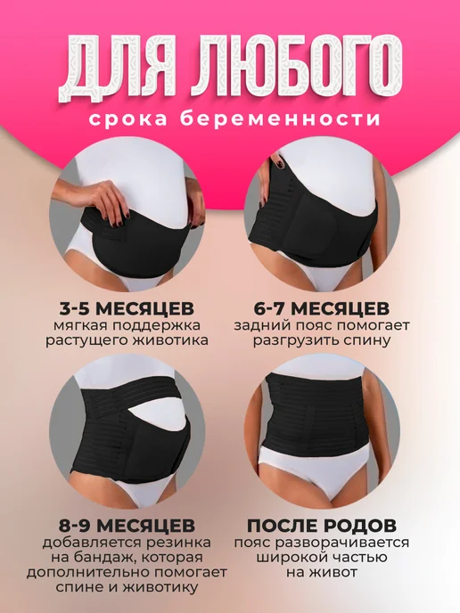 MIRACLE MOMENTS Бандаж для беременных дородовой и после родов, универсальный, черный, фото 2