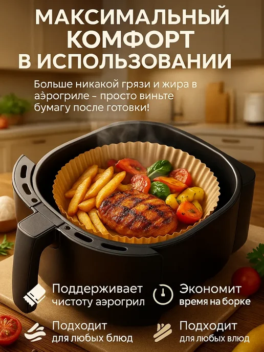 AS1424 Бумага пергаментная для выпечки и аэрогриля 50шт, 50 шт, фото 3