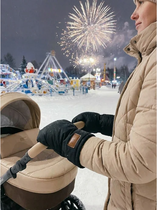Winter Fox Муфта варежки на коляску, черный, фото 6