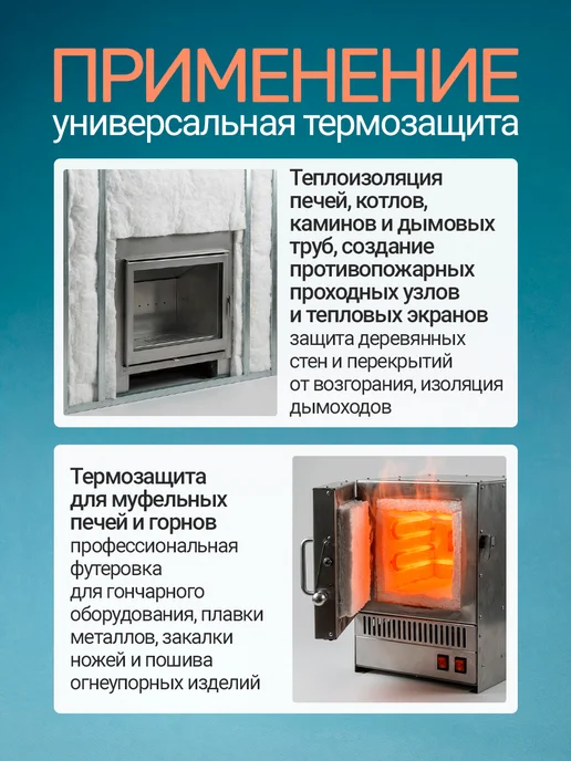Сталь-Мастер Огнеупорное одеяло керамическое, каолиновая вата 1260, белый, фото 6