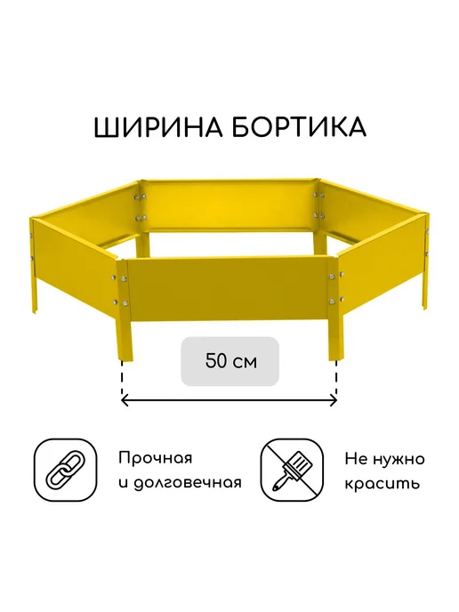 Greengo Клумба оцинкованная d 100 см h 15 см жёлтая, желтый, фото 2