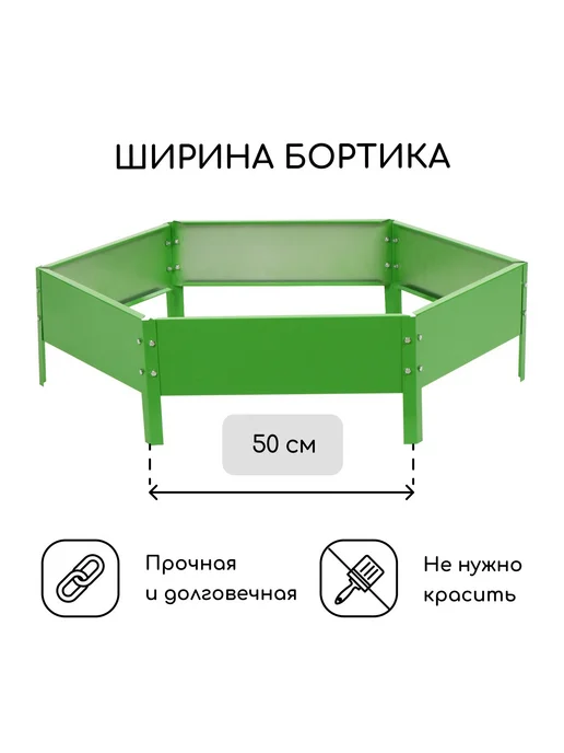 Greengo Клумба оцинкованная d 100 см h 15 см жёлтая, зеленый, фото 2