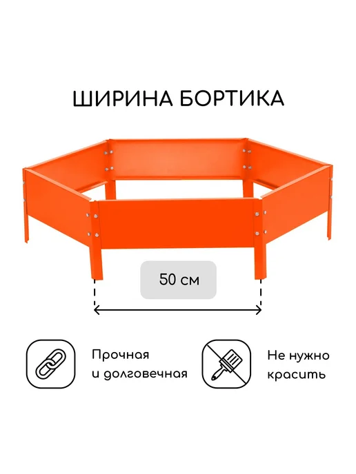 Greengo Клумба оцинкованная d 100 см h 15 см жёлтая, оранжевый, фото 2
