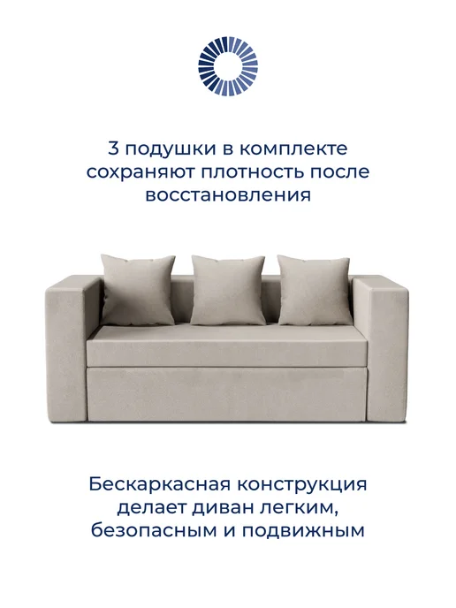 Ramelka Mattress Бескаркасный раскладной диван кровать Monaco Plus SKY, голубой, фото 2