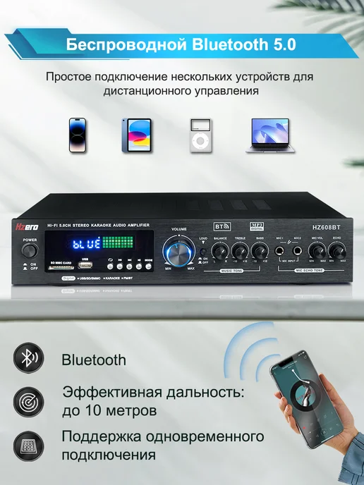 HZERO Мощный усилитель звука 5 каналов 3000 Вт для аудиосистемы, 3000 Вт, фото 3