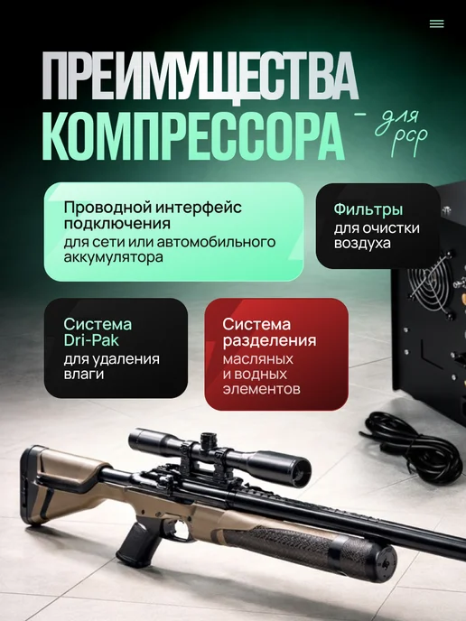 Квинс Компрессор для PCP портативный, 4500PSI 220V, черный, фото 3