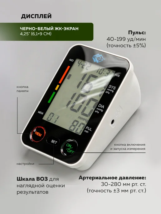Med-Mos Тонометр автоматический PG-800B12, черный, фото 2