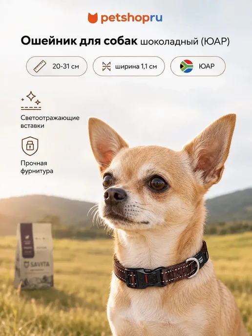 PetShop Ошейник для собак красный 43-70 см Rogz (ЮАР), коричневый