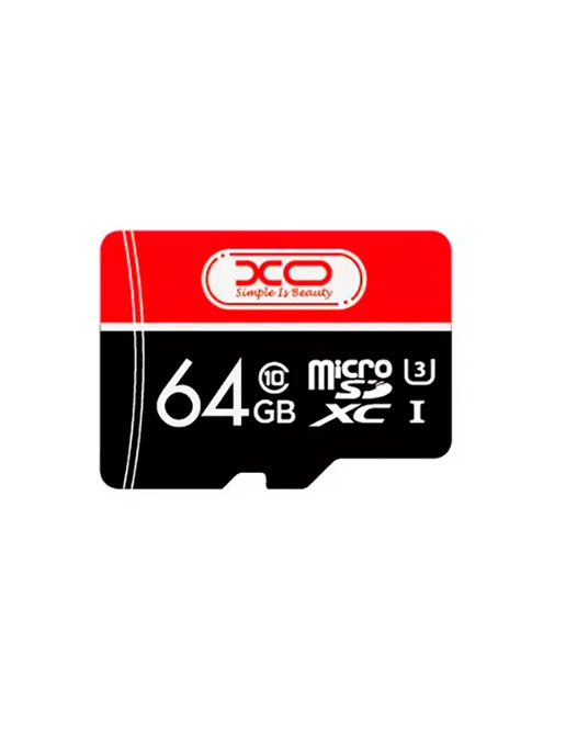 XO Карта памяти Micro SD (с адаптером), 64Gb, черно-красная, 64 ГБ