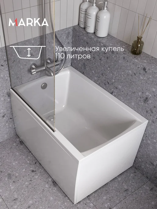 1Марка Ванна акриловая 100х70 см Модерн Прямоугольная 01мод1070, 100x70 см, фото 2