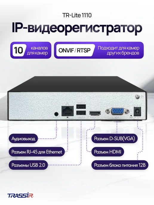 TRASSIR IP видеорегистратор TR-Lite 1110, черный, фото 2