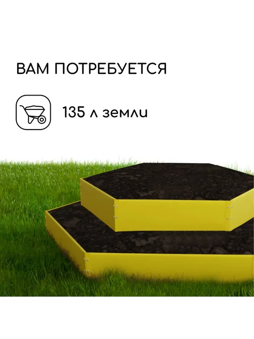 Greengo Клумба оцинкованная 2 яруса d 60-100 см h 30 см жёлтая, желтый, фото 5