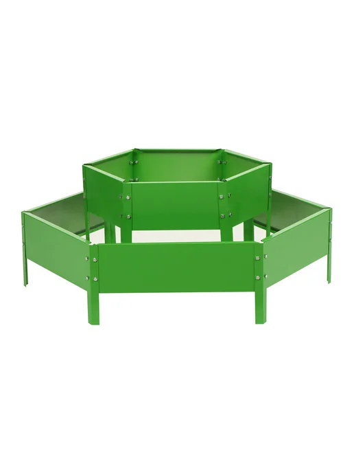 Greengo Клумба оцинкованная 2 яруса d 60-100 см h 30 см жёлтая, зеленый, фото 8