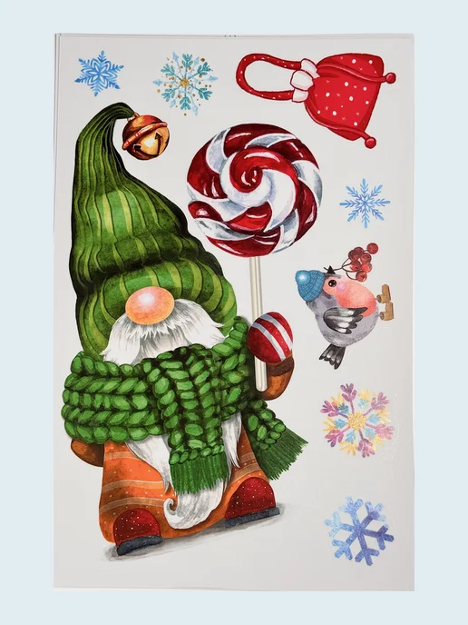 People Gift Большие новогодние наклейки на окна Гномы 80 шт, 80 шт, фото 8