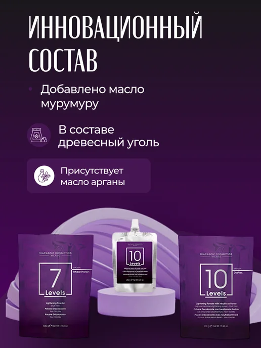 Diapason Cosmetics Осветляющая пудра для волос до 10 тонов 500гр, 500 г, фото 2