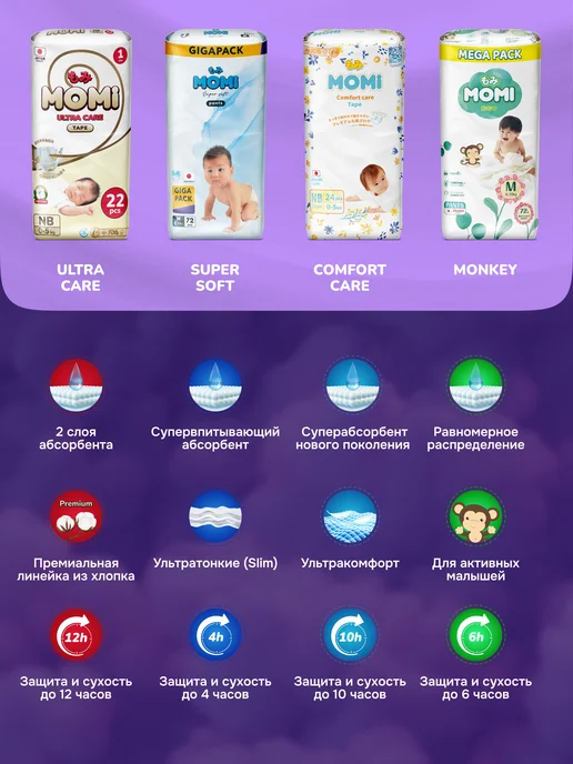 MOMI Подгузники трусики COMFORT CARE 5 размер XL 12-17кг 62шт, 17 кг, фото 4