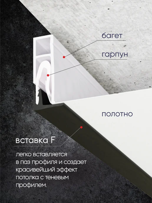 Ваш Выбор Вставка-заглушка "F" №12 для натяжного потолка 50 м белая, 100 м, фото 4
