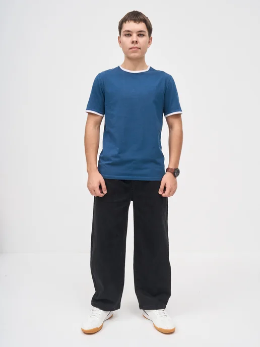 Джинсы baggy широкие подростковые на резинке, черный, фото 2